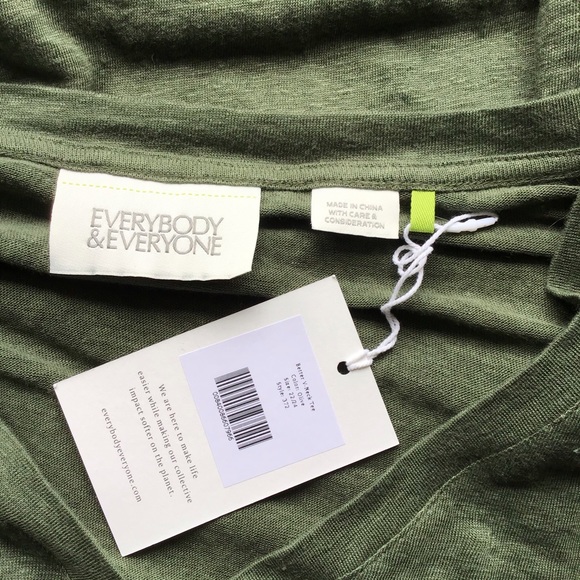 NWT EVERYBODY & EVERYONE  Better V-Neck Linen Tee - Picture 6 of 7